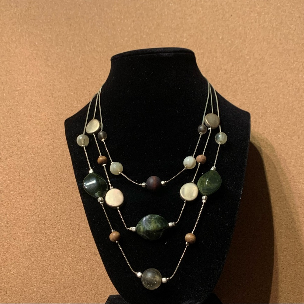Lia Sophia layered necklace gold toned green